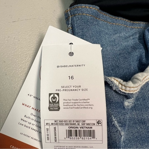 Isabel Maternity Super Stretch Blue Denim Midi Short Size 16 - Picture 3 of 9
